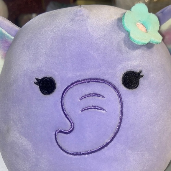 Squishmallows Anjali the Elephant Plush 7” Tie-Dye Ears Flower Clip 2023 - Picture 13 of 16